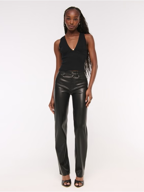 Abercrombie & Fitch Black Faux Leather High-Rise Pants